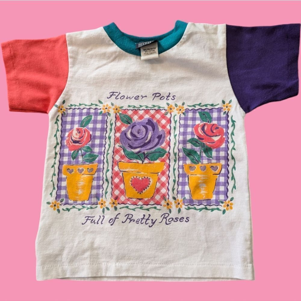 Girls vintage‎ 90s flower pot colorful top size 4